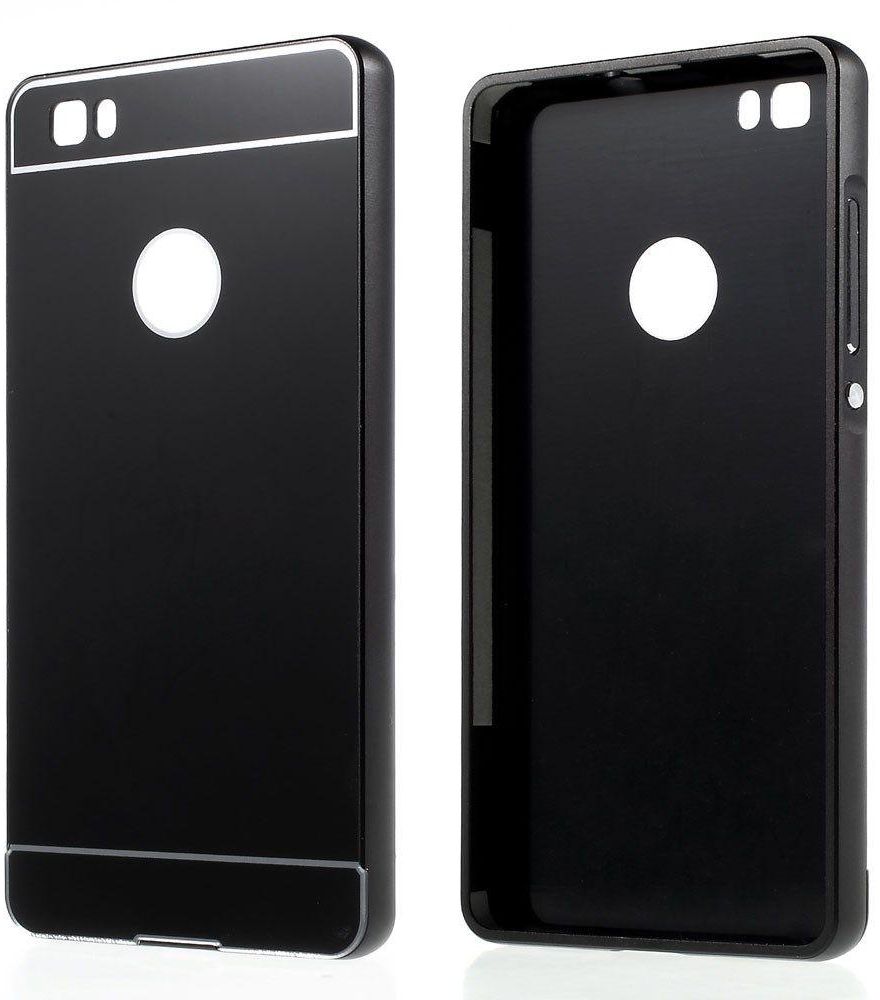 Metal Bumper Slide-on Plastic Back Case for Huawei Ascend P8 Lite - Black