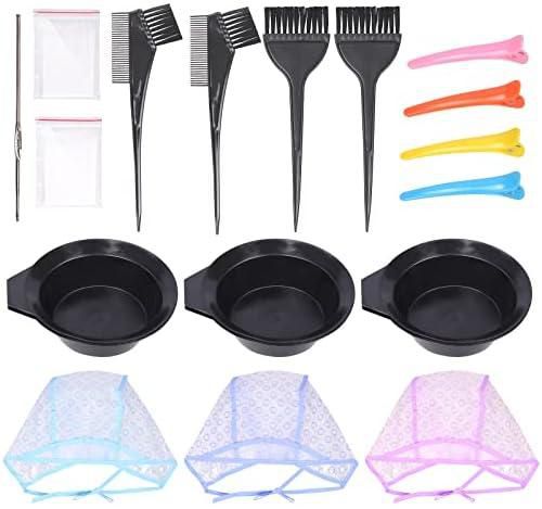 Mardatt 22Pcs Hair Coloring Dyeing Kit Includes Hair Coloring Caps, Styling Tools, Disposable Hair Dye Shawl, Gloves, Hair Dye Brushes and Mixing Bowls, Comb and Clips for Home Salon Coloring Supplies