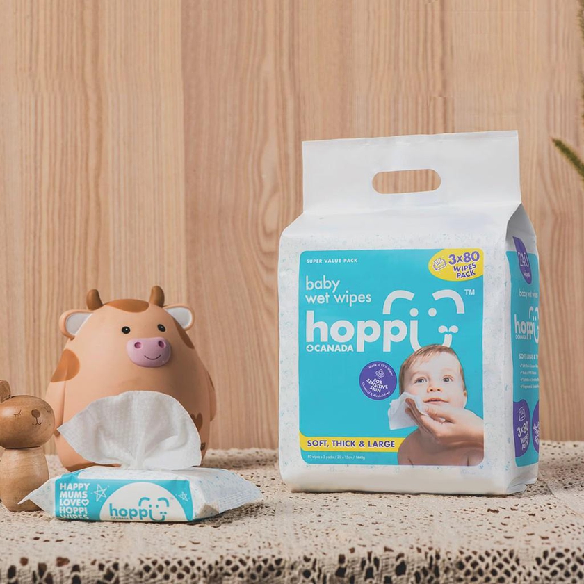 Hoppi Premium Baby Wet Wipes Bundle Pack (20/ 80 Sheets)