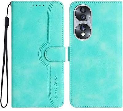 HuHa Case Cover Compatible For Honor 70 Heart Pattern Skin Feel Leather Phone Case Light Blue