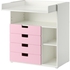 STUVA Changing table with 4 drawers, white, pink