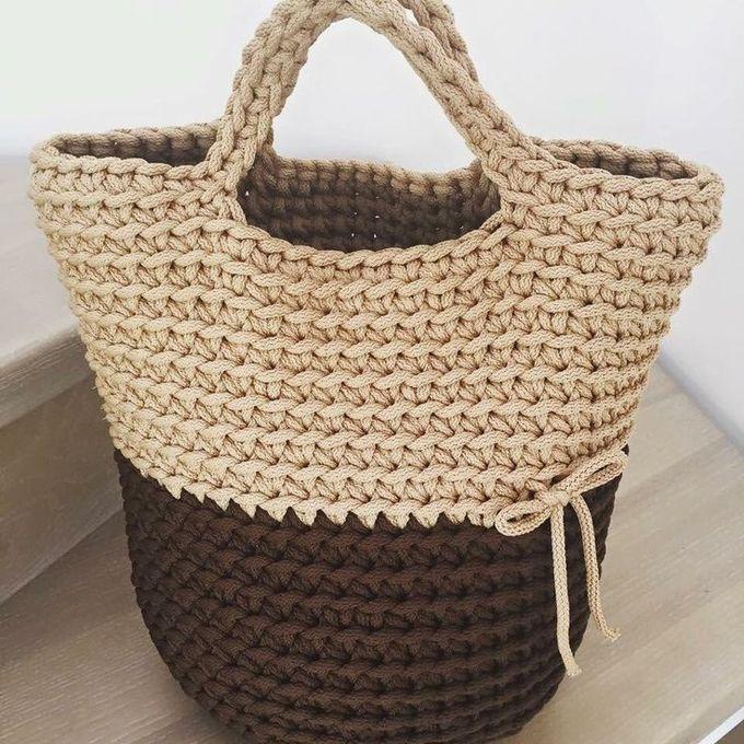 Hand Bag Beige And Brown