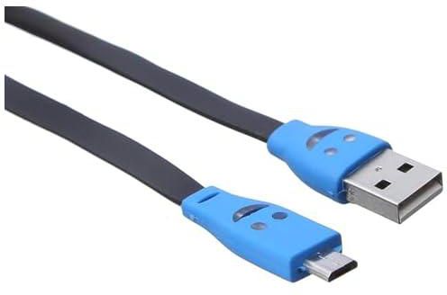 Micro USB Cable With Smiley Design and Indicator Light - Black