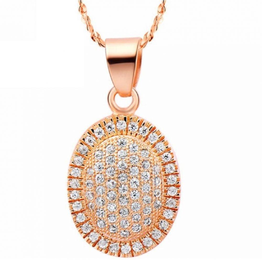 18k Rose Gold Plated Necklace with Micro Pave Crystal