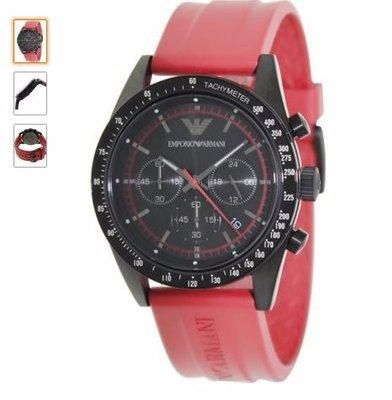 Emporio Armani Men's Sportivo Red Rubber Quartz Watch with Black Dial