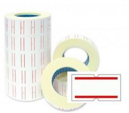 White Price Labels With 2 Red Lines 21x12mm [Pack of 50 Rolls]