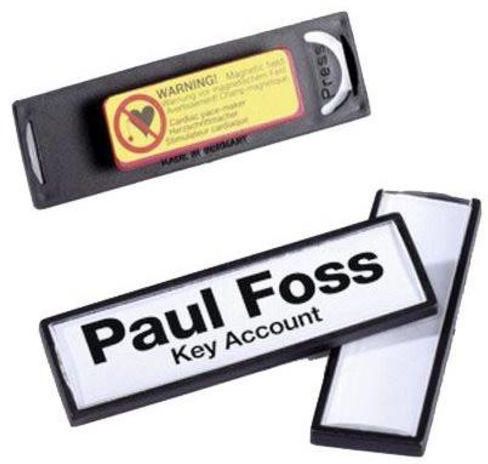 Durable Clip Card Magnetic Name Badge With Frame Black