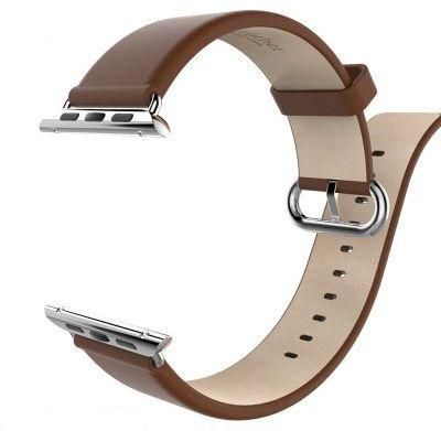HOCO Classic Genuine Leather Watchband Strap Stainless Steel Buckle for Apple iWatch 38mm  -  BROWN