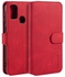 For Galaxy M30s DG.MING Retro Oil Side Horizontal Flip Case With Holder & Card Slots & Wallet(Red)