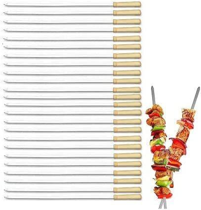 Stainless Steel Barbecue Skewers with Wooden Handles (6 pcs)