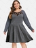 Plus Size Lace Insert Striped Dress - L