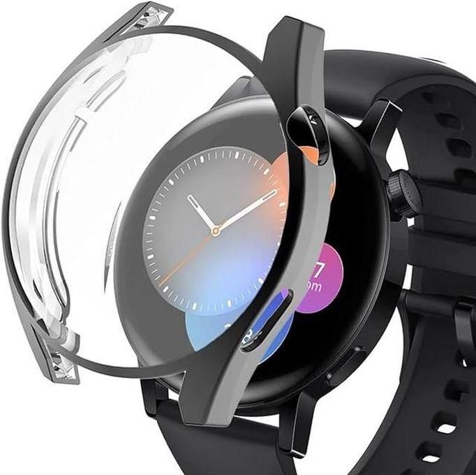 Compatible with Huawei Watch GT3 46mm Case Cover with Screen Protector, Soft TPU Bumper Frame Protective Cover for Huawei Watch GT3 46mm (Black)