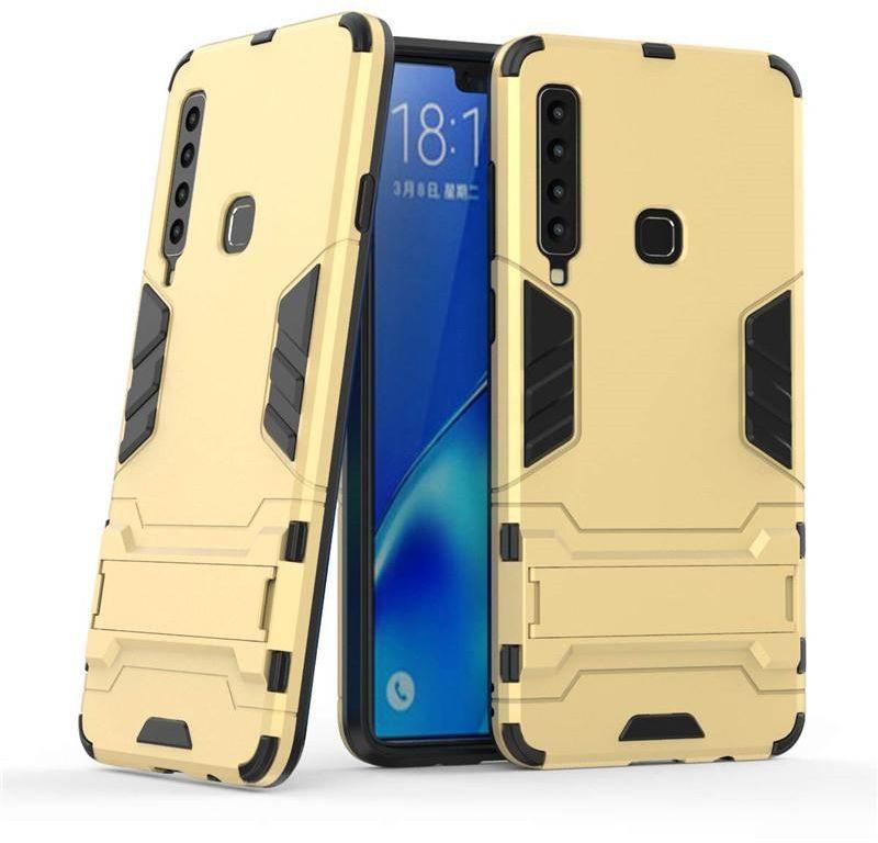 For Samsung Galaxy a9 2018 Iron Man Impact   armor Kickstand Heavy Phone Case - Gold
