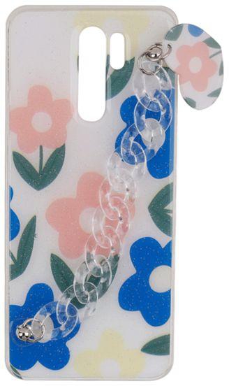 Xiaomi Redmi 9 -Special Printed Silicone Cover With Glitter And Clear Chain