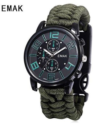 EMAK Multifunctional Sports Quartz Watch - Army Green+Black