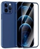 جرين جراب حماية 360 كارساكا بلس مع زجاج HD عادي لموبايل ايفون 13 برو من ليون - ازرق