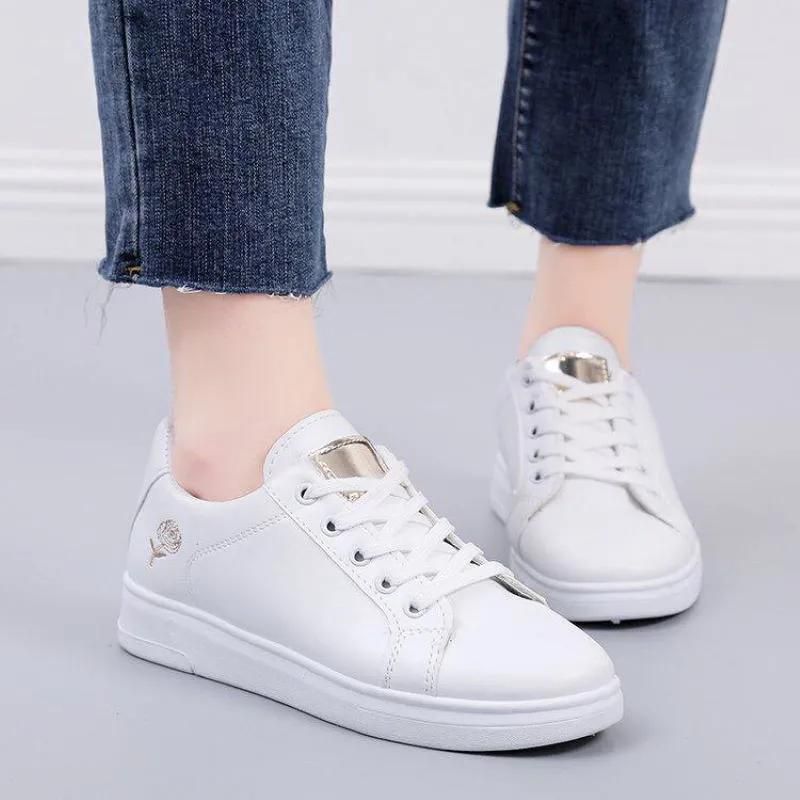women white casual shoes new fashion embroidered white breathable flower lace-up Sneakers Platform shoes Vulcanize shoes Women's Shoes