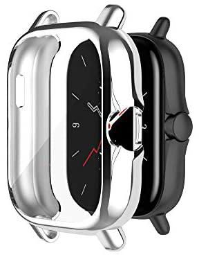 Case Cover For Amazfit GTS 2/GTS 2e/GTS 3 Protective Soft TPU Case Cover Screen Protector Smart Watch (Silver)