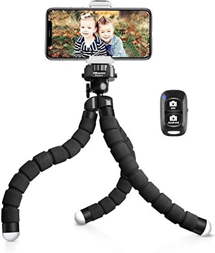  Phone Tripod, Portable and Flexible Tripod with Wireless Remote and Clip, Cell Phone Tripod Stand for Video Recording