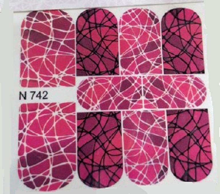 Magenta Nails 1 ورقة من ملصقات فن الأظافر تصميم كما تظهر الصور-N742