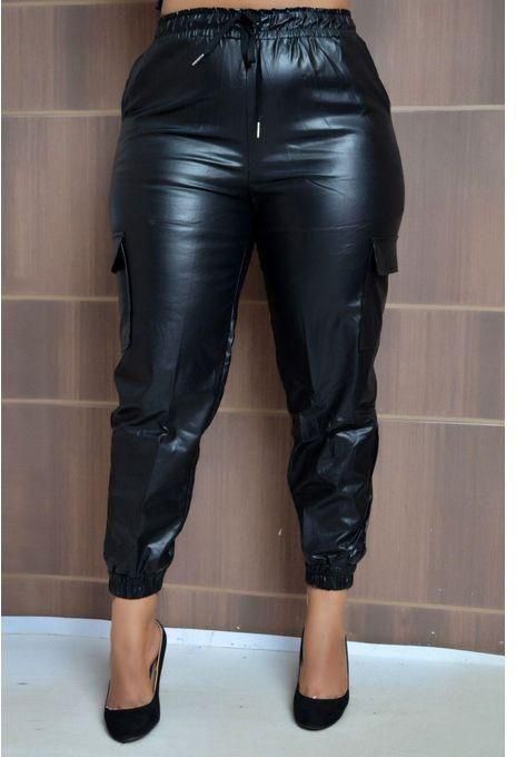 Fashion Fashionable And Style Leather Cargo Pants/carrot Leather Pants-black