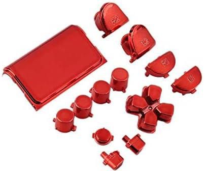 Red,Full Chrome Button Replacement Mod Game Kit for Playstation 4 PS4 Controller