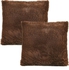 2PC Throw Pillows and Fluffy Pillowcases 18'' x 18'' - Chocolate Brown.
