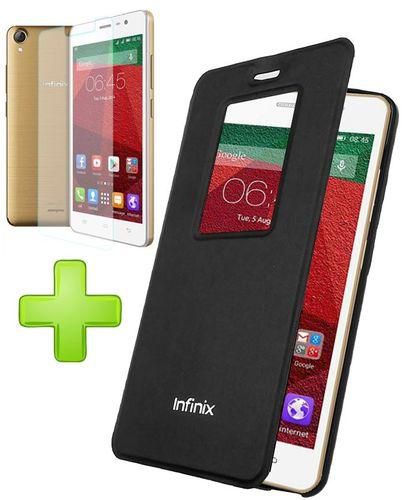 Speeed S-View Infinix Cover for Infinix Hot Note X551- Black + Glass Screen Protector