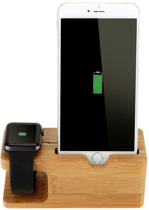 Apple iPhone and iWatch Executive Mount Stand Wooden Dock Charger