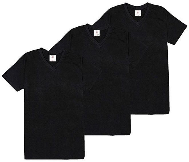 Mauton Stylish Pack Of 3 V-neck Plain T-shirts - Black