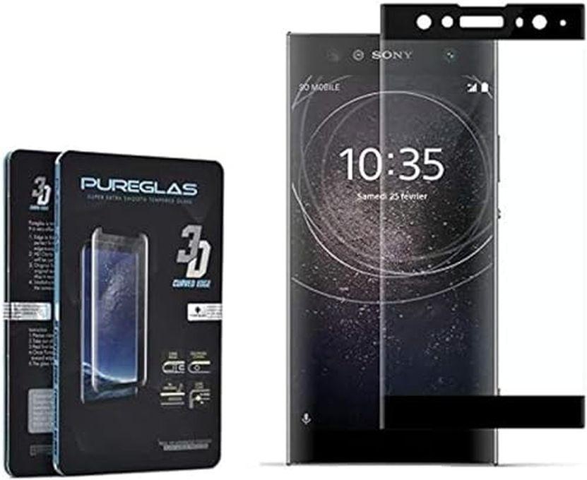 Glass screen protector 3d curved edge by pureglas for sony xperia xa2 ultra, black edges