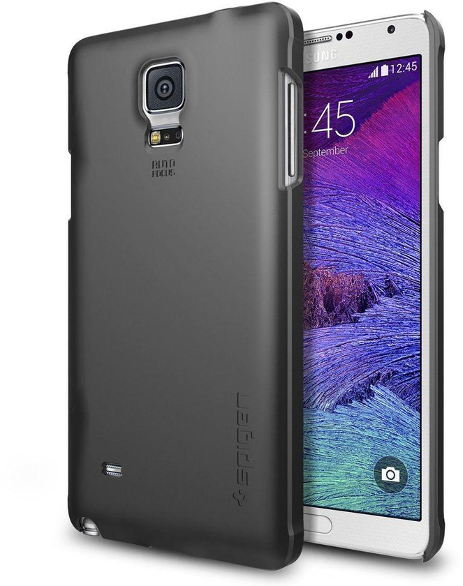 Samsung Galaxy Note 4 Case, Spigen Thin Fit Gunmetal Matte Finish Hard Cover