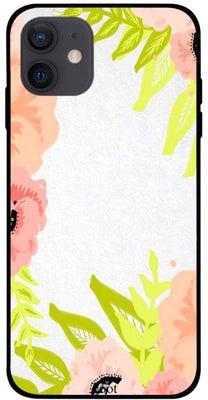 Floral Printed Case Cover -for Apple iPhone 12 White/Green/Pink White/Green/Pink