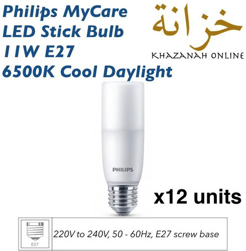 Philips LED Stick Bulb 11W E27 6500K - 12 Units (Cool Daylight)
