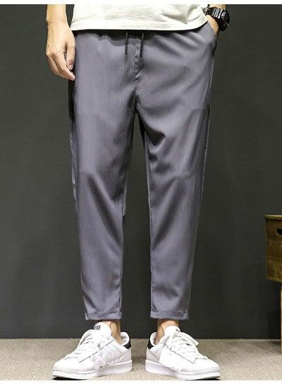 Casual Solid Color Harem Pants Grey