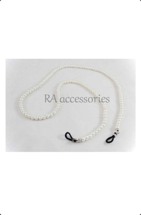 RA accessories سلسلة نظارة لؤلؤ مايوركا (لولى)اوف وايت