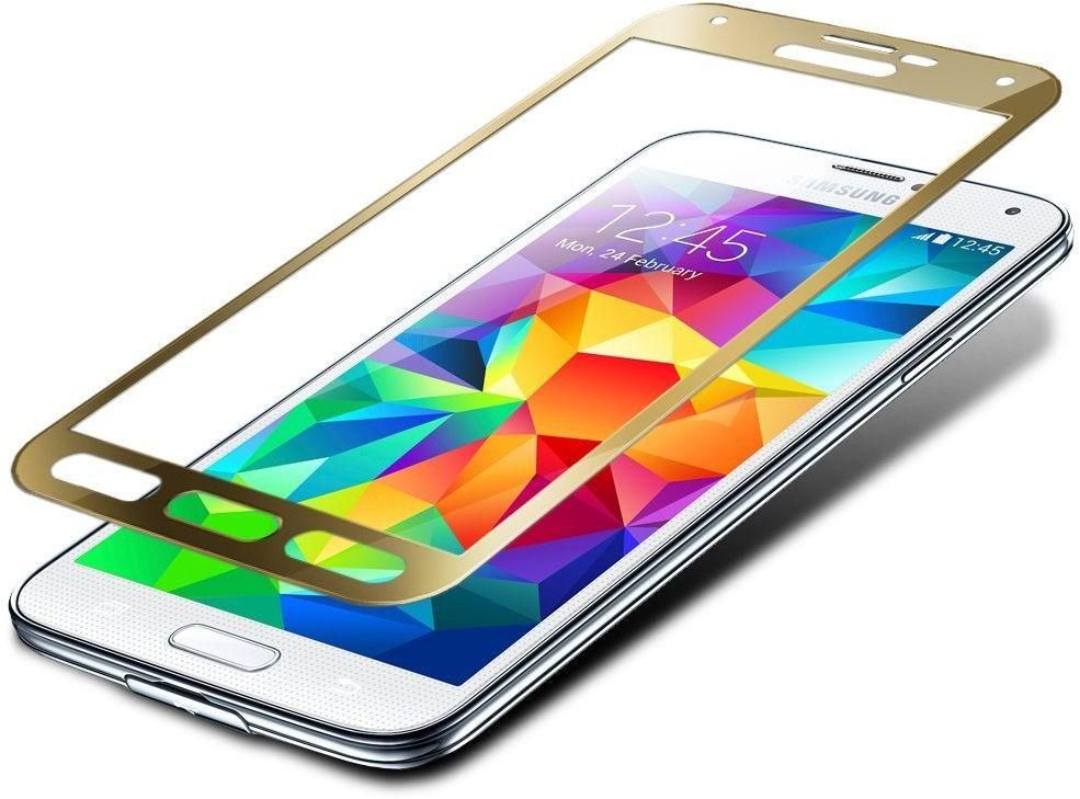 Plated Film Tempered Glass Screen Protector for Samsung Galaxy S5 I9600 G900 - Gold