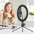 3 Modes Dimmable Fill-in LED Ring Light With Mini Tripod Black