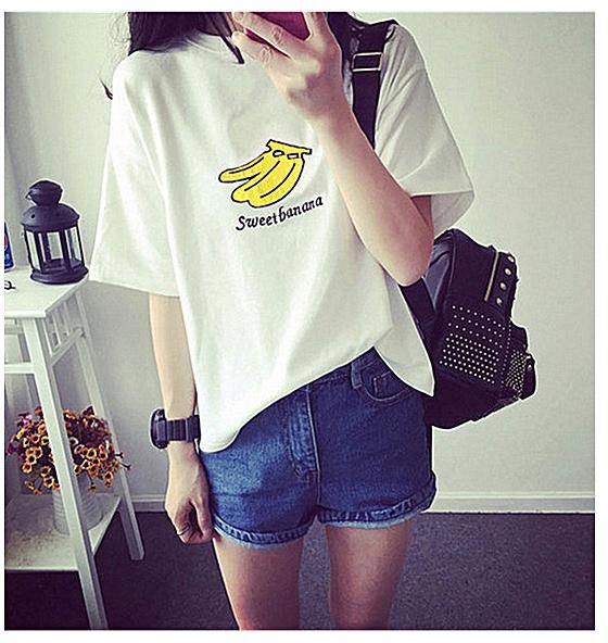 Generic Women's Short Sleeve Banana T Shirts
