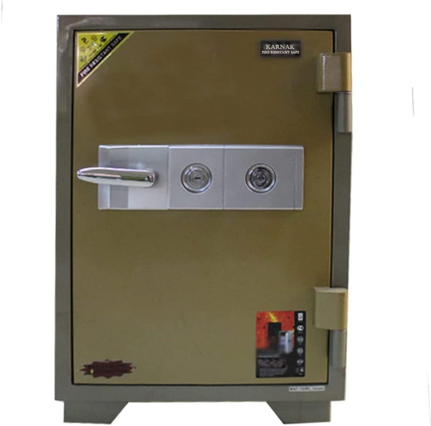Karnak Safe Locker Box Fire Resistant, Waterproof 120Kg Handle-Keys Brown Model Kk120