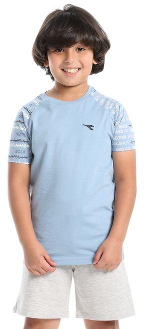 Diadora Boys Printed Cotton T-Shirt – Sky Blue
