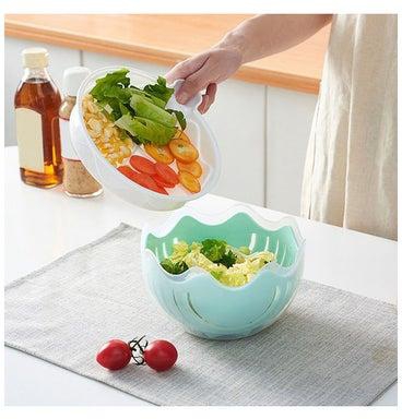 3-In-1 Salad Cutter Bowl Blue/White