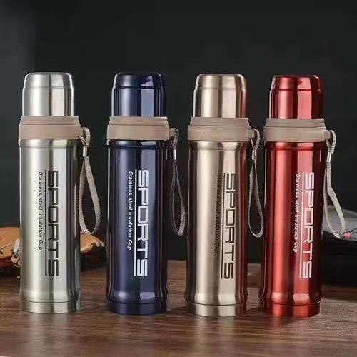 SPORT Portable Stainless Steel Sports Bottle/Flask - SilverDouble-layer vacuum high-quality stainless steelAnti-scratchFood grade PPPortable hand strap for easy carryingThermos cup
