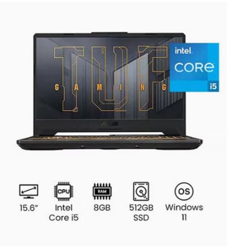 ASUS TUF Gaming 15.6 Inch Laptop Core i5 11400H RTX 3050 8GB 512GB SSD Eclipse Gray FX506HC