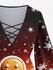 Plus Size Christmas Tree Ball Snowflake Gingerbread House Colorblock Print Lattice Crisscross Flare Sleeve Top - 6x