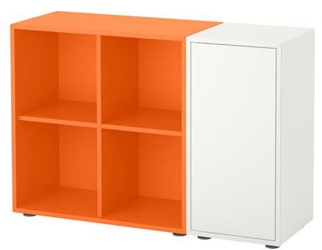 EKET Cabinet combination with feet, white, orange