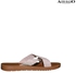 Alfio Raldo Comoda Crossed Patterned Strap Open Toe Sandals (Beige)