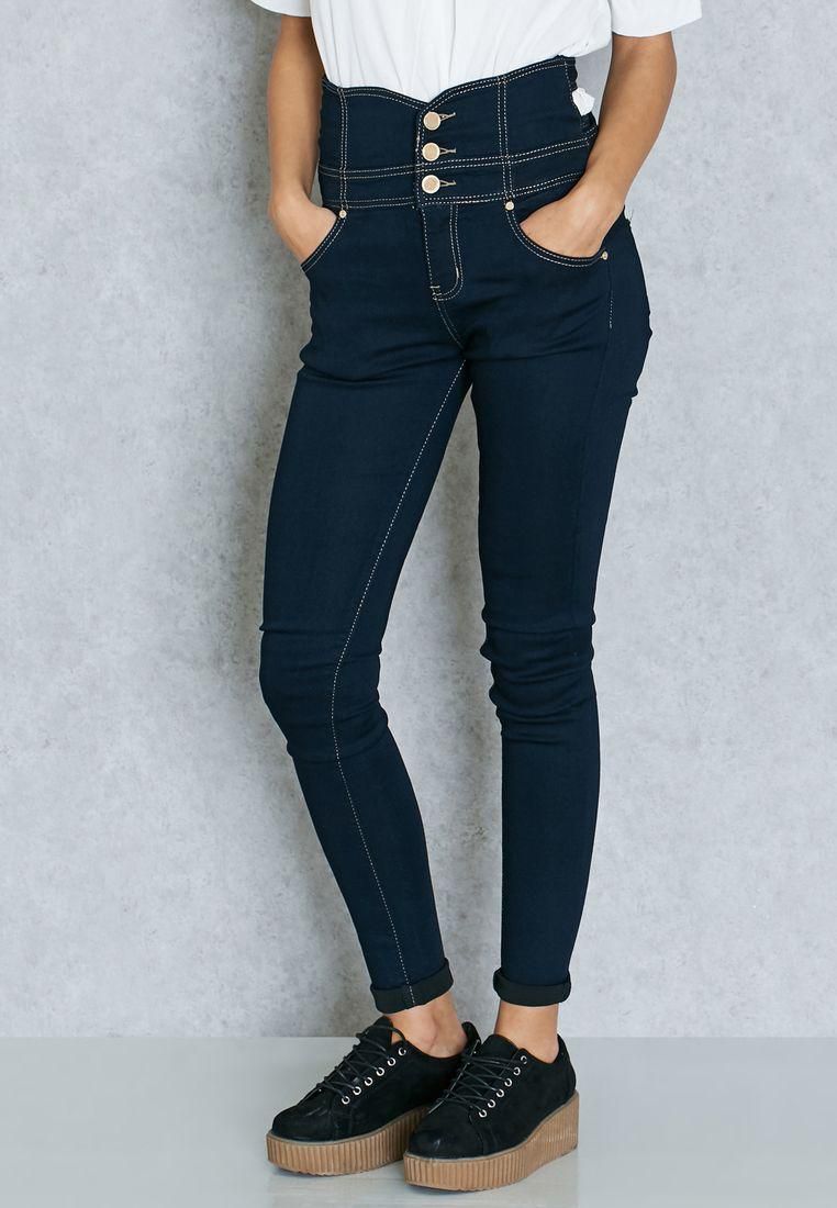 Button Up High Waisted Skinny Jeans