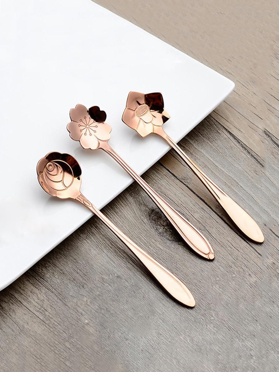 ARTIZAN 3Pcs/Set Spoons Household Kitchen Fashion Stainless Steel Petal Spoons