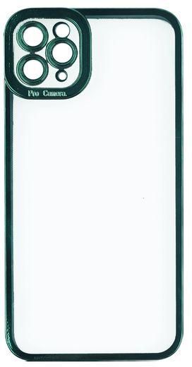 IPHONE 11 PRO MAX - Protective Clear Silicone Cover With Colored Frame (Dark Green)